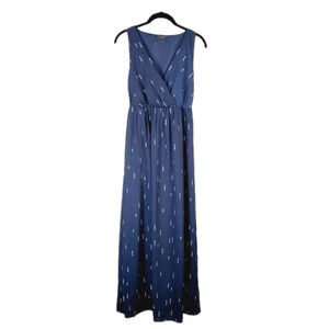 Vila Clothes Blue Empire Waist Surplice Maxi Dress Sz XS Casual Coastal Grandma
